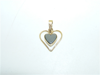 14k Yellow Gold Onyx Heart Pendant