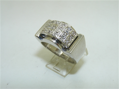 14k White Gold Diamond Mens Ring