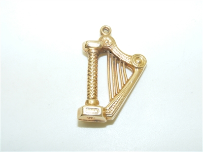 Vintage 14k Yellow Gold Harp Pendant