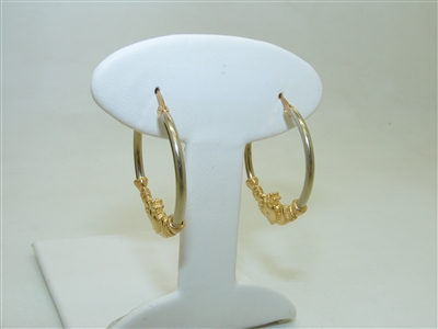 14K Yellow Gold Claddagh Hoop earrings