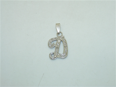 14k White Gold Diamond "D" Initial Pendant