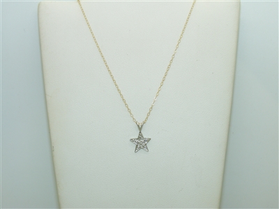 14k Yellow & White Gold Star Pendant And Necklace