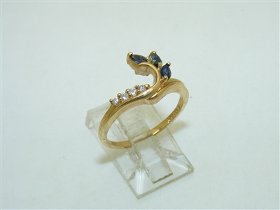14k Yellow Gold Natural Marquise Sapphire Ring
