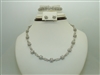 14k White Gold Necklace, Earring, And Bracelete Diamond Set