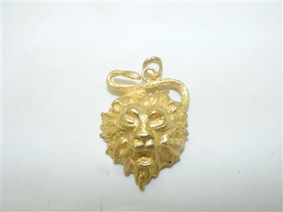 18k 750 Yellow Gold Roaring Lion Pendant