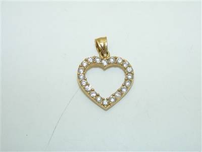 14k Yellow Gold Heart Cubic Zircon Pendant