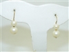 14k Yellow Gold Pearl Hanging Earrings
