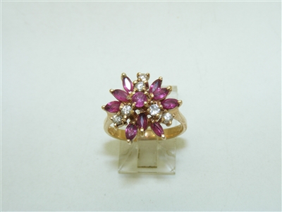 14k Yellow Gold Diamond And Ruby Ring