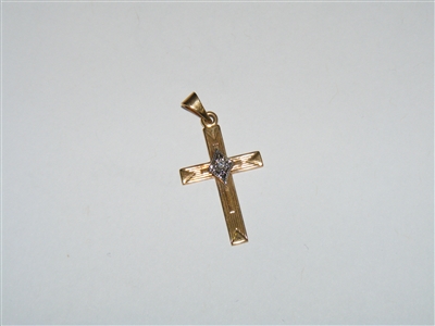 Diamond 14k Yellow Gold Cross Pendant