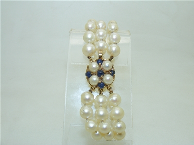 Beautiful Vintage Cultured Pearl Sapphire Bracelete