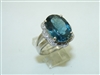 14k White Gold London Blue Topaz Diamond Ring