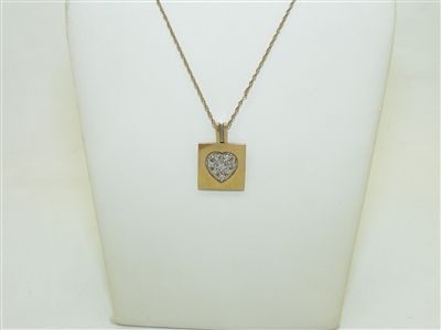 14k Yellow Gold Diamond Heart Pendant Necklace