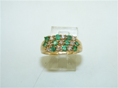 14k Yellow Gold Diamond and Emerald Ring