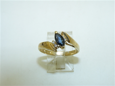 10k Yellow Gold Diamond and Natural Sapphire Ring