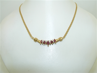 14k Yellow Gold Natural Ruby Necklace