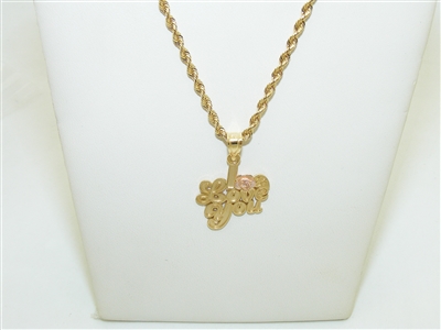 14k Yellow Gold "I Love You" Necklace Pendant