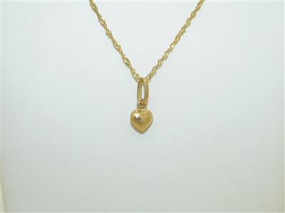 10k Yellow Gold Fancy Rope Chain and Heart Pendant