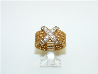 18k Yellow gold Diamond X Ring