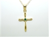 Sterling Silver Gold Plated Emerald Cross Pendant Necklace