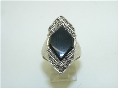 Vintage Onyx and Marcasite Stone Ring