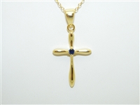 Yellow gold Natural Sapphire Cross Pendant Necklace