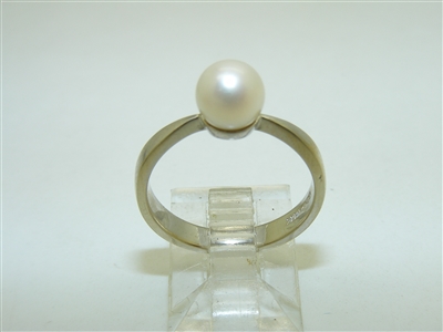 14k White Gold Cultured Pearl Ring