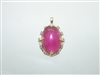 Yellow Gold Oval Tourmaline Ruby Cabochon Pendant