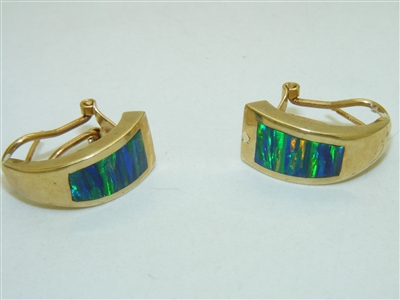 14k Yellow Gold  Australian Opal Earrings