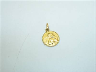 18k Yellow Gold Baby Cherub Medal Pendant