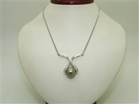 14k White Gold Black South Sea Pearl Necklace