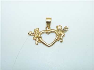 14k Yellow Gold Baby Angel Heart Pendant