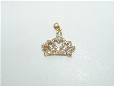 14k Yellow gold Diamond Crown Pendant