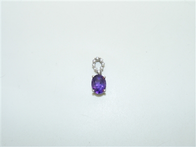 14k White Gold Amethyst Diamond Pendant