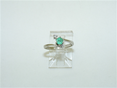 10k White Gold Emerald Diamond Ring