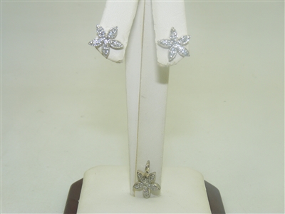 White Gold Diamond Earring And Pendant set