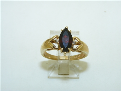 14k Yellow Gold Garnet Diamond Ring