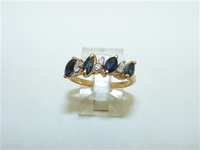 14k Yellow Gold Diamond and Sapphire Ring