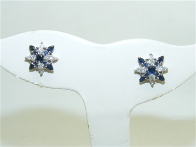18k White Gold Natural Blue Sapphire Earrings