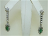 Vintage 18k White Gold Emerald and Diamond Earrings