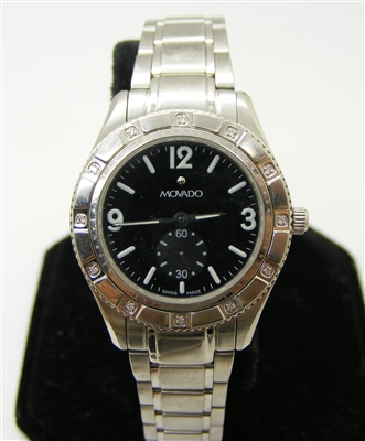 Movado Stainless Steel Swiss Made Diamond Bezel Watch