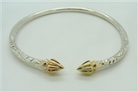 925 STERLING SILVER BANGLE WITH 10K SOLID YELLOW GOLD ENDS