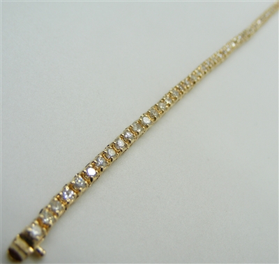 Woman's 14 K Yellow Gold Diamond Tennis Bracelet