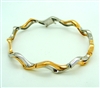 White & Pink Gold Zig Zag Bangle Bracelet