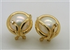 14 K Yellow Gold Mabel Pearl & Diamond French Clip Back Earrings.