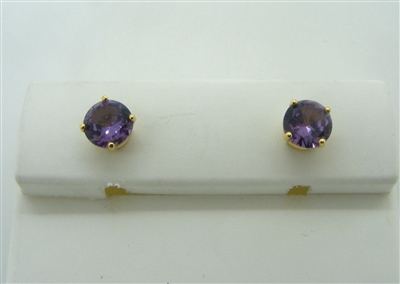 18 K Yellow Gold Amethyst Stud Earrings