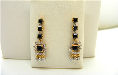 Square Natural Sapphire Hanging earrings