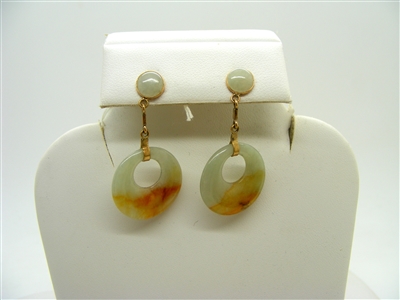 Round Natural Jade Hanging Earrings