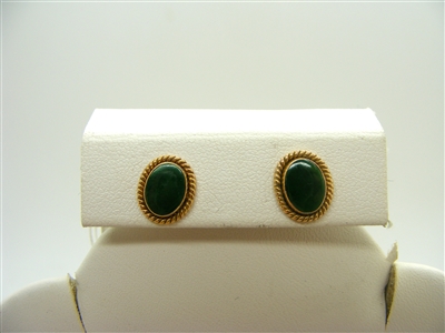 Oval Natural Jade Studs Earrings