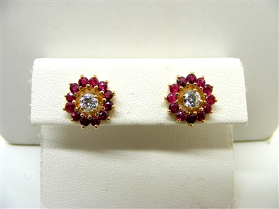 Natural Ruby Studs Jacket Earrings