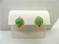 Jade Pear Shape Gold Earrings
